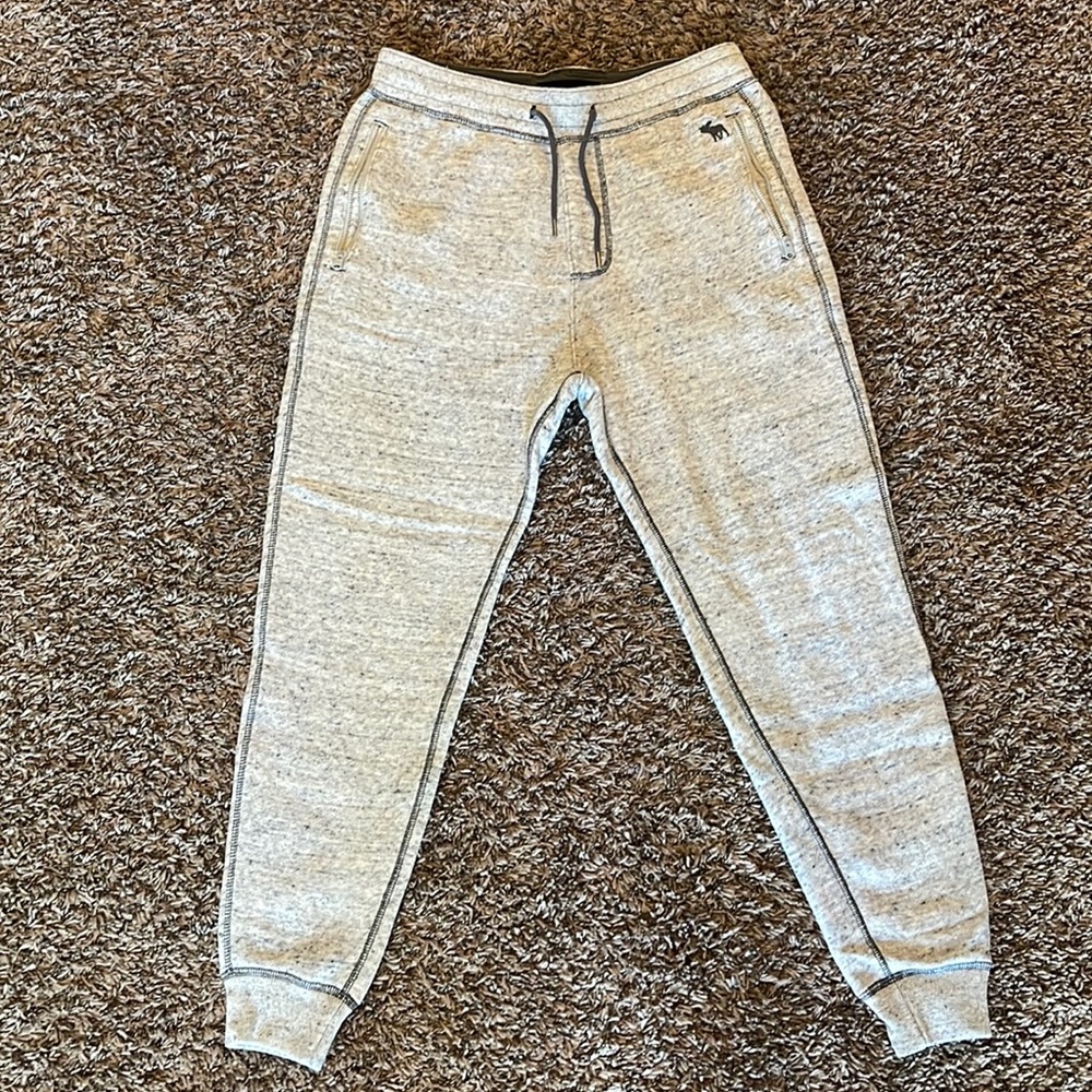 Small Light Gray Abercrombie and Fitch Fleece Joggers